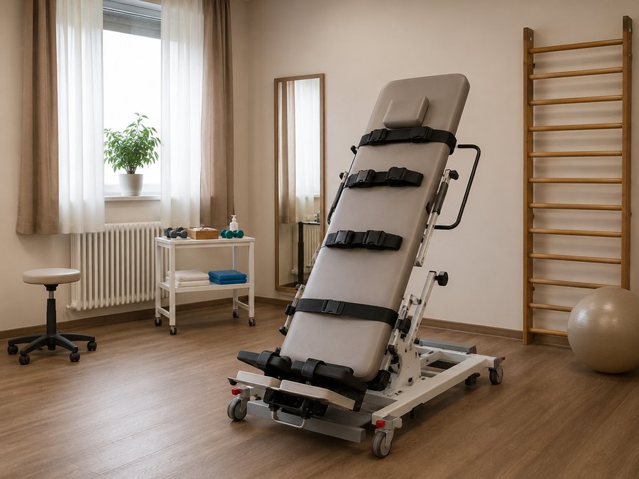 Lettino tilt in ambiente riabilitativo
